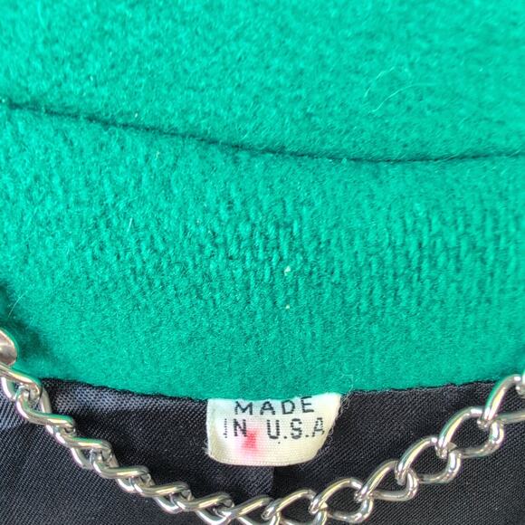 Vintage La Vogue Made In USA 100% Pure Wool Pea Coat Emeral Green Women's Large - Picture 3 of 10